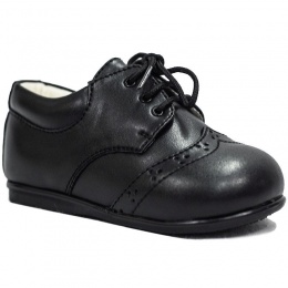 Boys Black Matt Brogue Lace Up Shoes